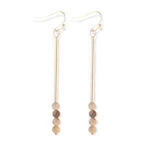 Riah Gold Hook Tan Beads Dangle Earrings